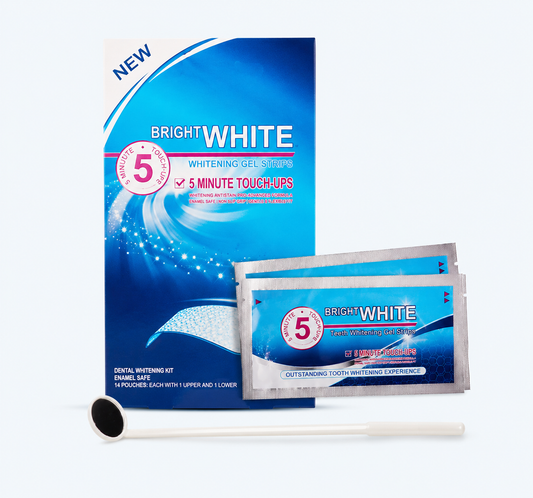 Paski wybielające BRIGHT WHITE 5 Minute Touch-Ups 28 szt z lusterkiem stomatologicznym